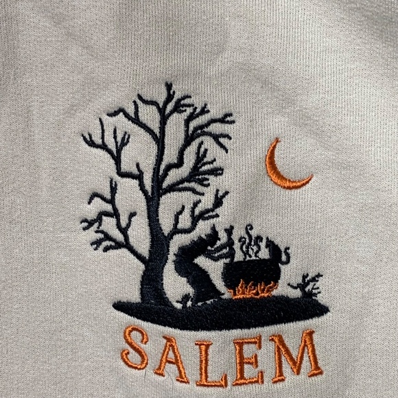 Gildan Softstyle Salem Halloween Sweatshirt Beige Large Cauldron Witch Moon Unis - Picture 6 of 7